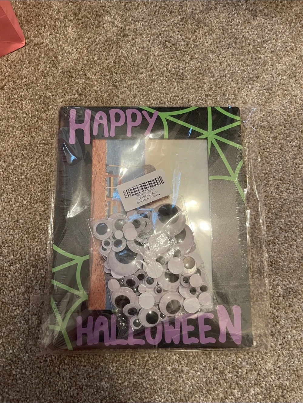 Happy Halloween Googly Eye Frame - Black & Purple
